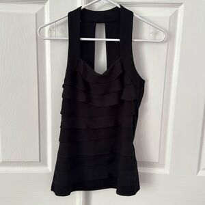 NWT XS WHBM Black Ruffle top